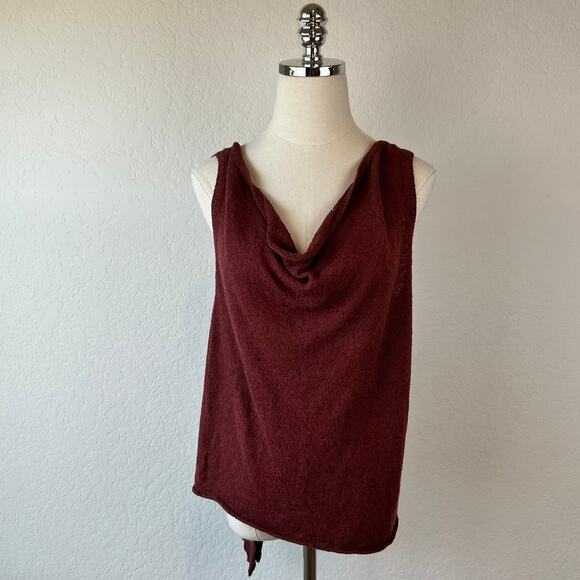 Free People Beach Cowl Neck Sleeveless Wrap Top size Large Brown - Picture 1 of 7